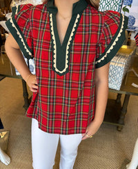 Entro - Plaid Christmas Top
