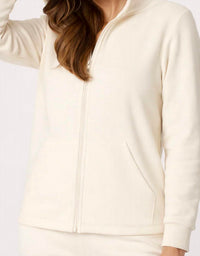 french kyss Zip Up Hoodie Jacket in ivory - women's top - detail view