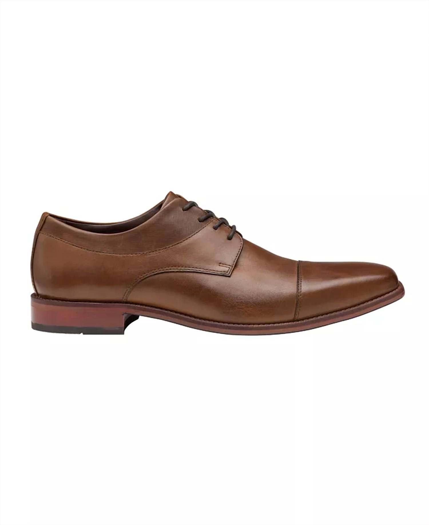 JOHNSTON & MURPHY Men's Archer Cap Toe Oxford Dress Shoes in brown - men's shoe - detail view