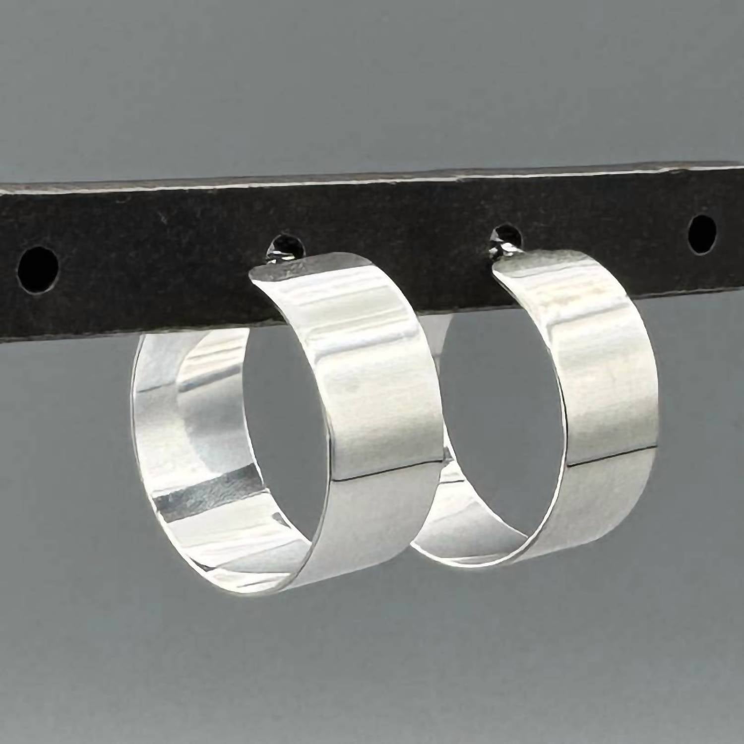 Something Silver - Women's Wide French Lock Hoops Earrings