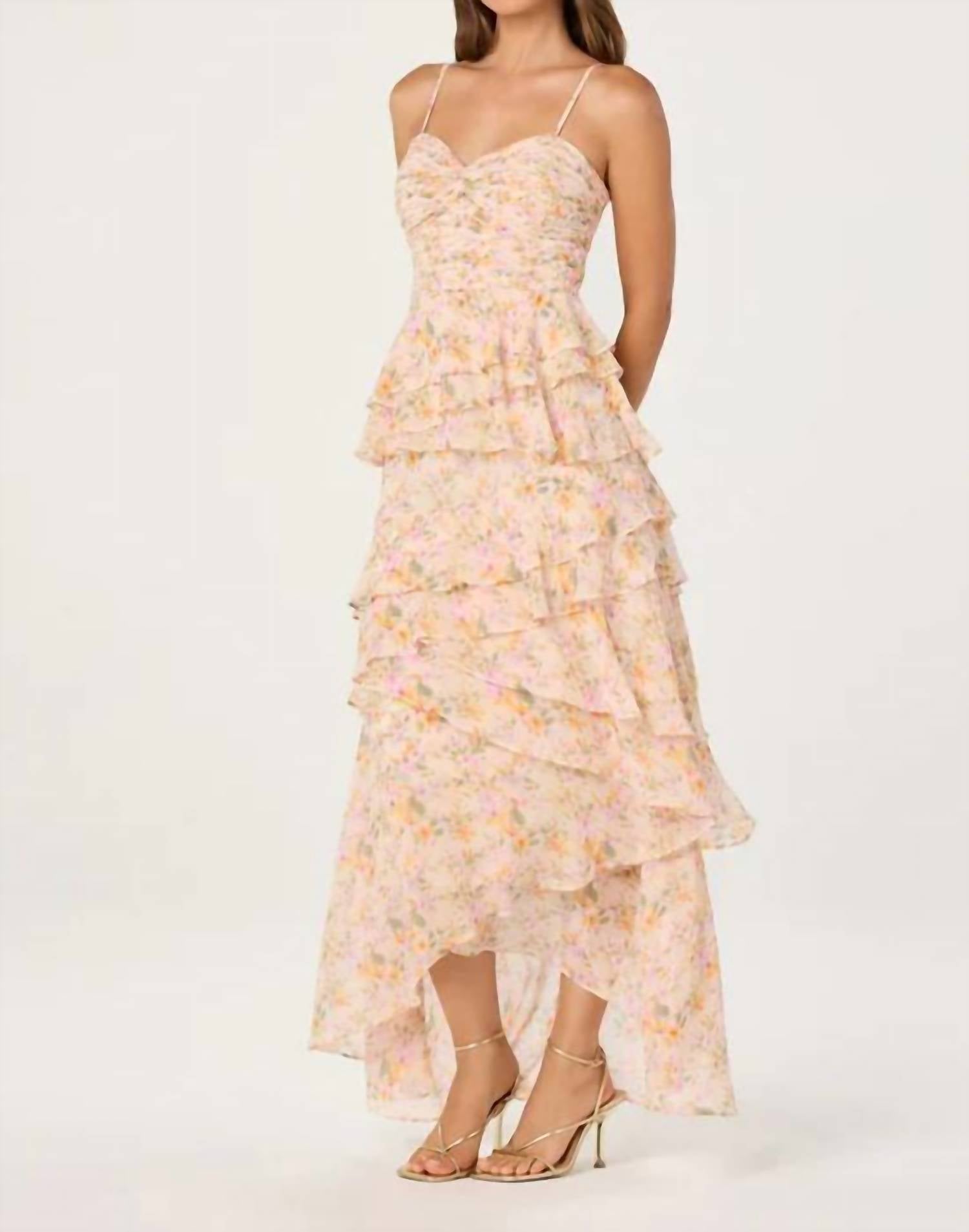 Astr - Coline Ruffle Chiffon Maxi Dress