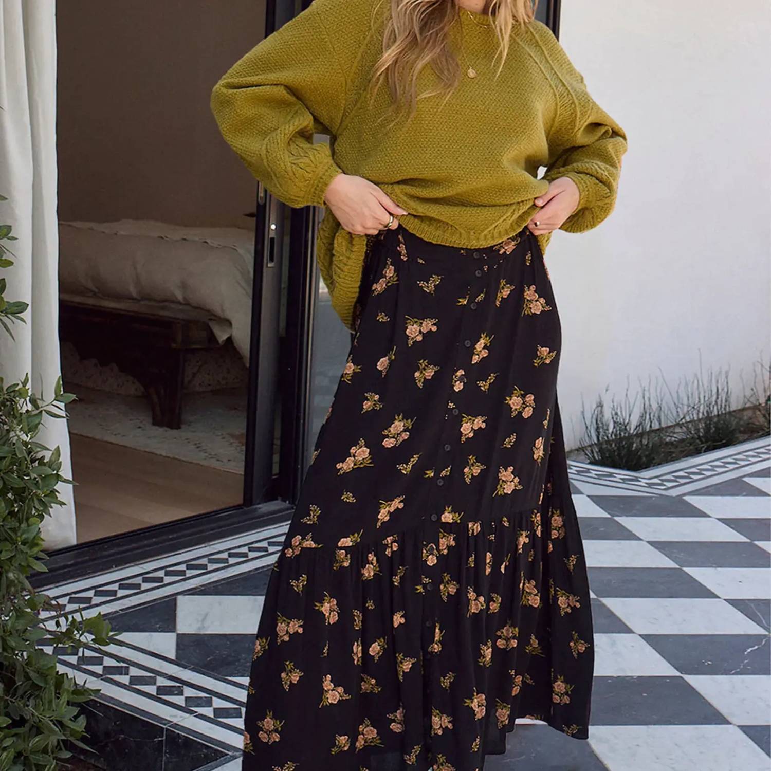 saltwater LUXE Dagny Midi Skirt in black - women's skirt