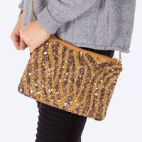 Judson & Co. - Seed Bead & Sequin Zebra Print Purse