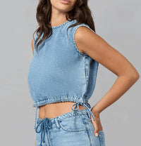 Lola Denim Sleeveless Denim Top in blue - women's shirt - alternate view