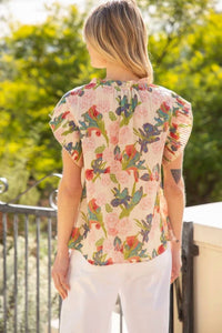 Voy - Floral Flutter Sleeve Shirt