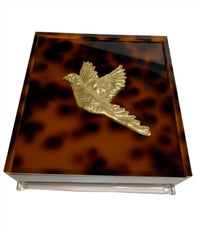 Southern Tribute Gifts Tortoise Shell Pheasant Cocktail Napkin Box in brown - item