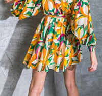 Flying Tomato - Emerald Sunset Surplice Mini Dress