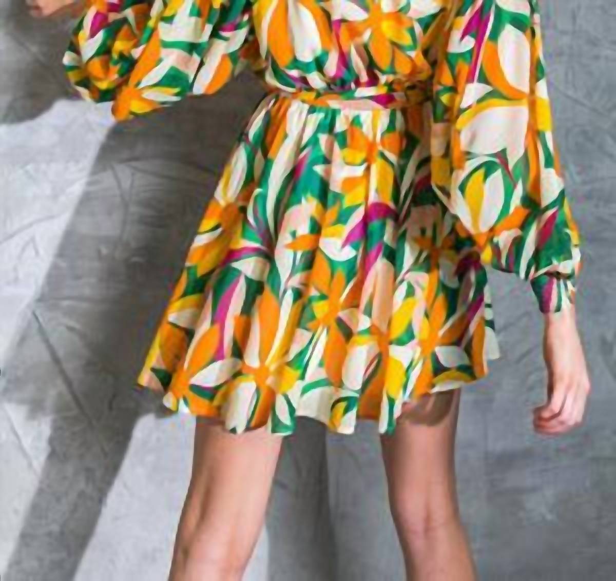 Flying Tomato - Emerald Sunset Surplice Mini Dress