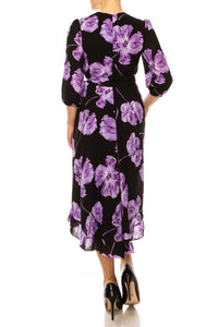 Maison Tara - Faux Wrap Floral Midi Dress