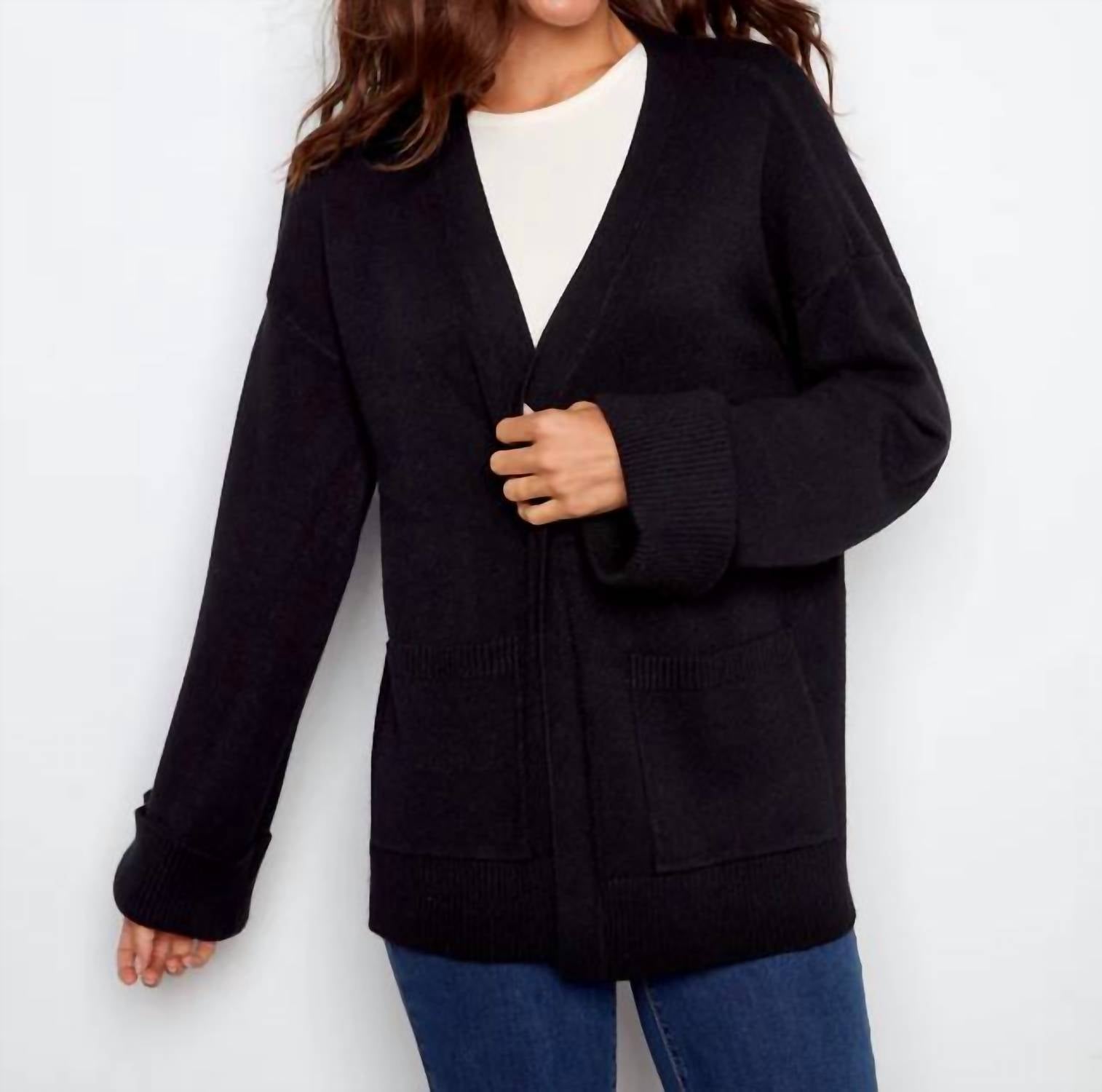 Charlie B - LONG SLEEVE PATCH POCKETS CARDIGAN