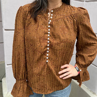 Voy - Button Detailed Sequin And Embroidered Blouse