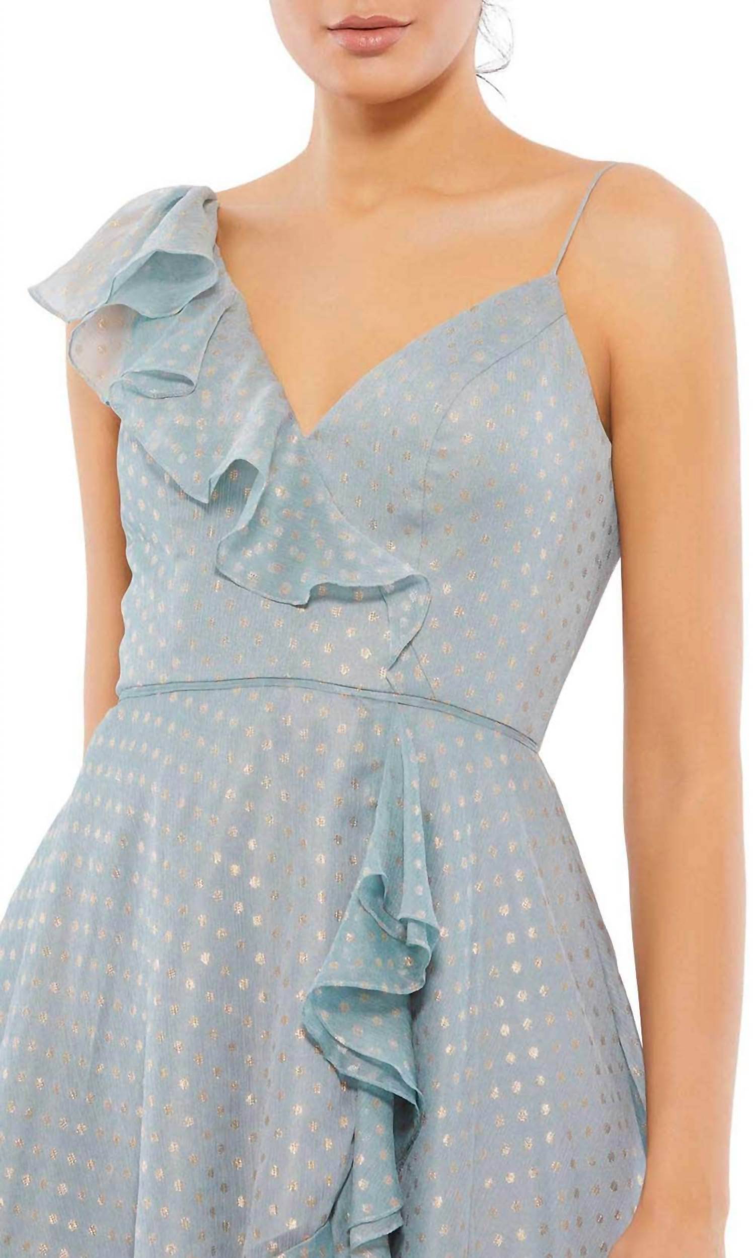 Mac Duggal - Ruffle Faux Wrap Midi Dress