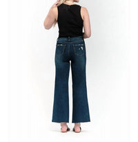 1822 Denim - Raw Hem Wide Leg Crop Jeans