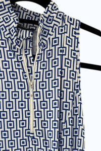 Tango Mango Women's Mini Half Zip Dress in royal white - women's dress - detail view