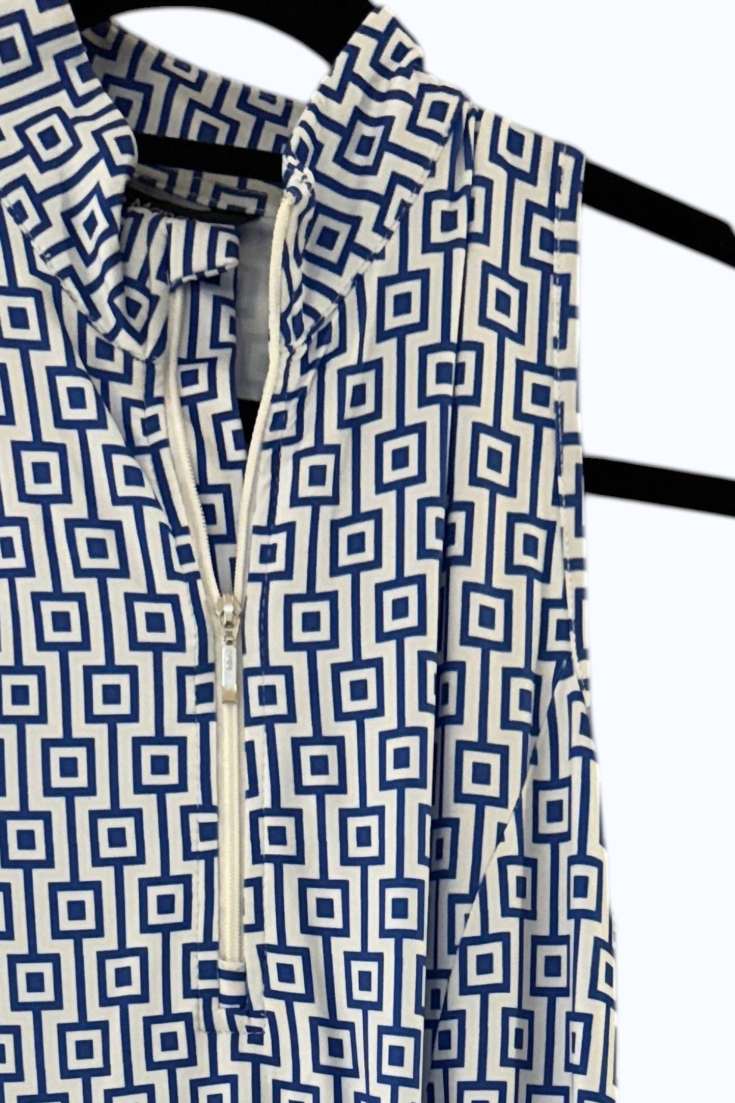 Tango Mango Women's Mini Half Zip Dress in royal white - women's dress - detail view