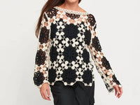 Elsie & Zoey - Blair Crochet Floral Open Knit Sweater