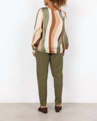 Soya Concept Long Sleeve Ines 1 Blouse in olive combi - women's blouse - detail view