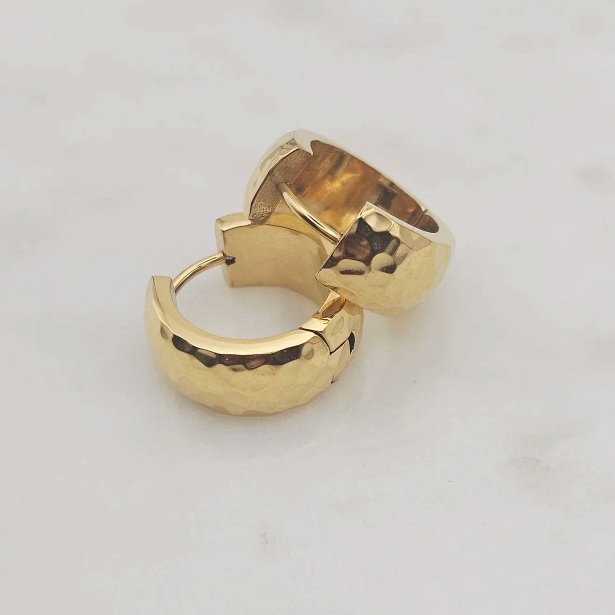 Xtraordinary - Women's Hammered Huggies Earrings