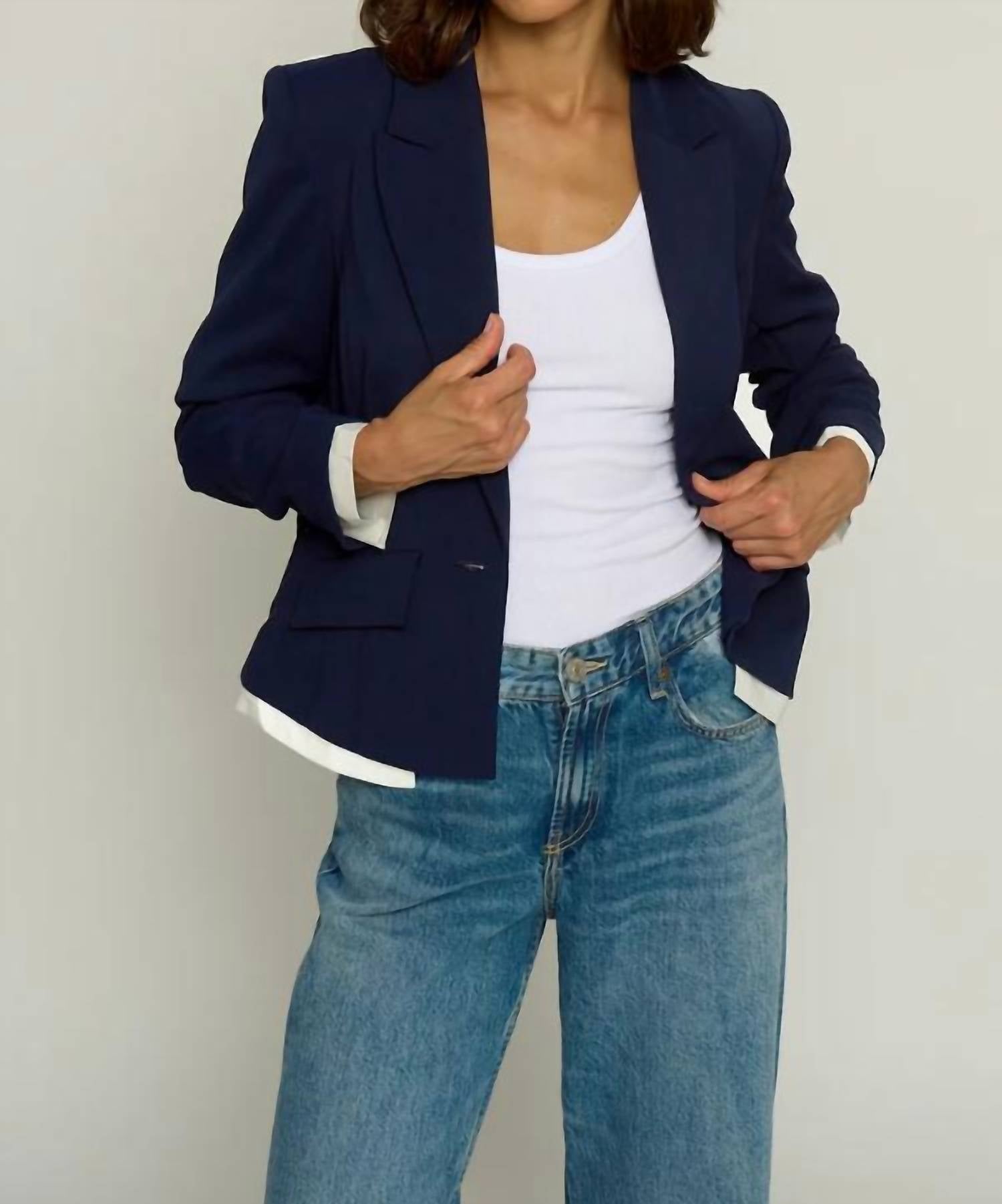 Central Park West - Single-breasted Scrunched Sleeve Blazer