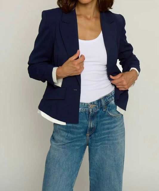 Central Park West - Single-breasted Scrunched Sleeve Blazer