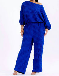Karen T Design - Relaxed-fit Top With Trendy Balloon Sleeves And Wide-leg Pants