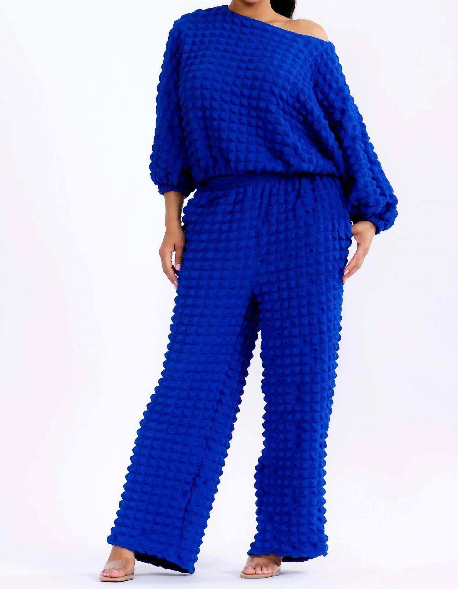 Karen T Design - Relaxed-fit Top With Trendy Balloon Sleeves And Wide-leg Pants