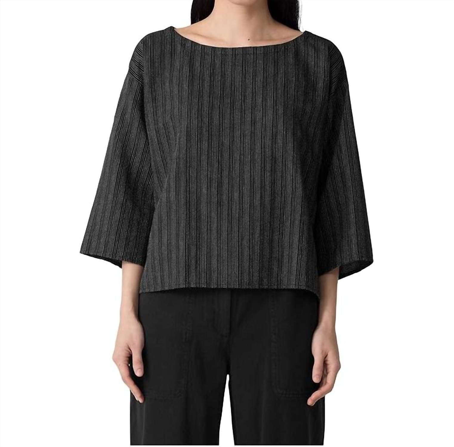 Eileen Fisher - Bateau Neck Box Top With Three Quarter Sleeve