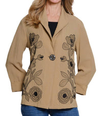 Multiples - Woven Jacket With Contrast Embroidery