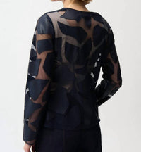 Joseph Ribkoff - Laser Cut Leatherette Giraffe Print Fitted Jacket