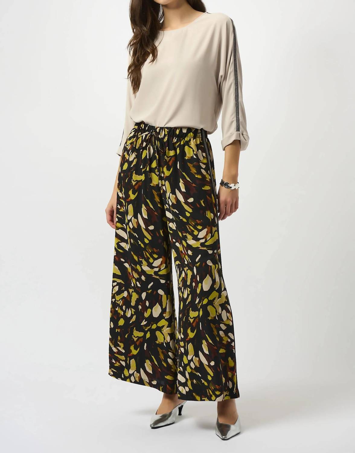 Joseph Ribkoff - Embellished Sleeves Lightweight Twill Top
