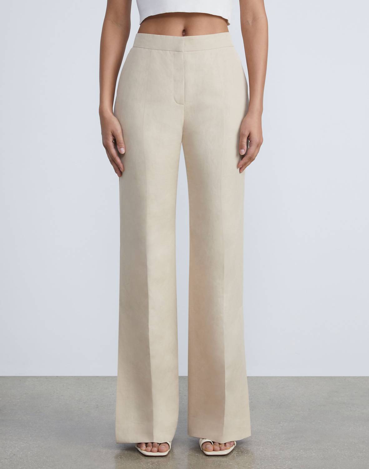 SILK-LINEN GATES SIDE SLIT FLARED PANT