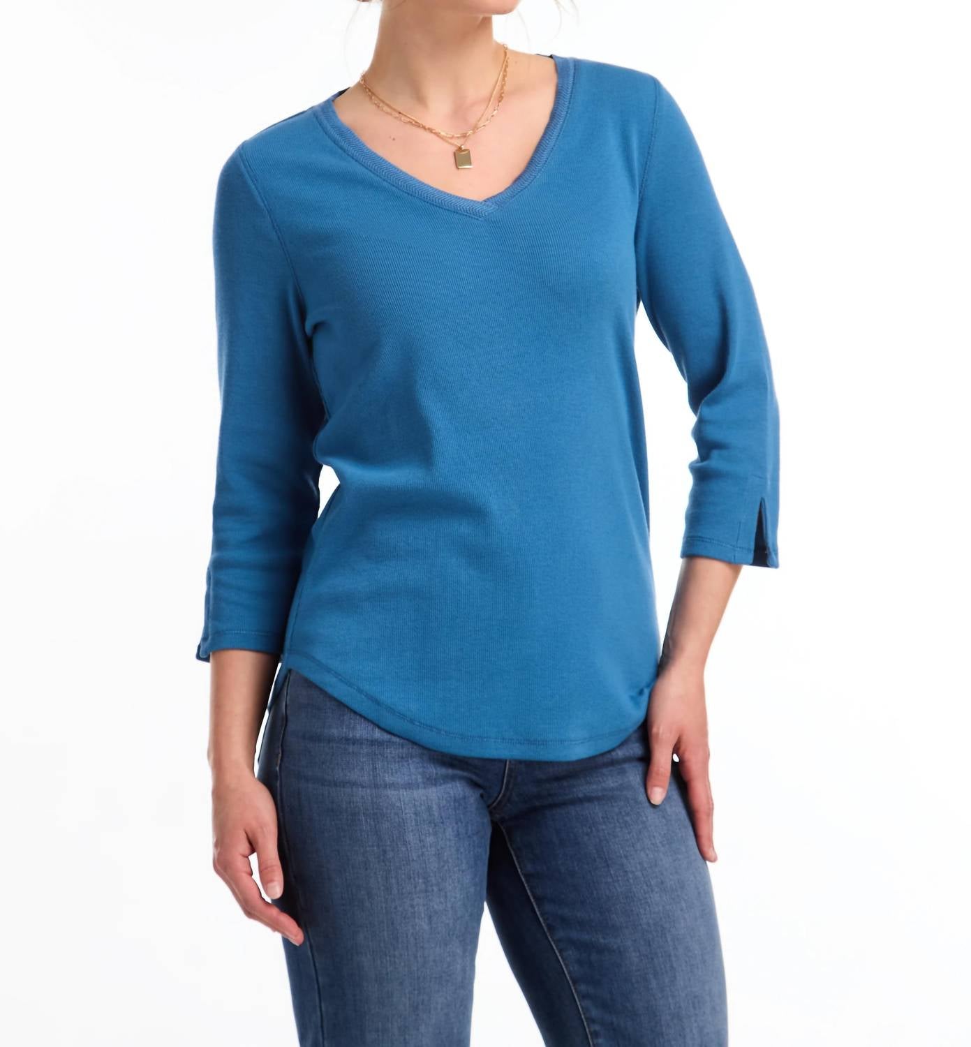 Fdj - V-neck Rib Sparkle Top