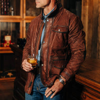 Madison Creek Outfitters Sedona Goat Suede Leather Jacket in bourbon - men's jacket - alternate view