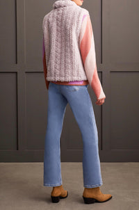 Tribal - Fur Cable Knit Zip Vest