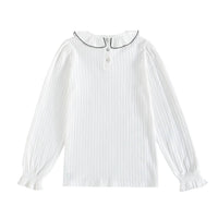 Retrokid - Girls Pointelle Collared Long Sleeve T-shirt