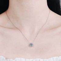 Bling Jewelry - Women's Four-prong Moissanite Halo 2.0 Ct Necklace
