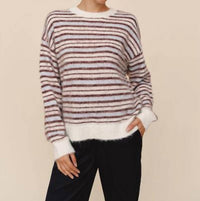 Bella Dahl Striped Crew Neck Sweater in frosty stripe - women's sweater
