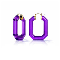 Gold & Honey - Women's Emerald Gem Lucite Hoop Earrings