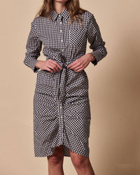 THE SHIRT The Wrap Front Dress in black check - women's dress - detail view