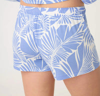 PJ Salvage Bayside Dreams Tropical Print Comfort Shorts in deep blue - women's shorts - detail view