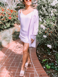 Blue Blush - Strappy Slip Dress And Shirt Set
