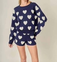 English Factory - Heart Patterned Knit Shorts
