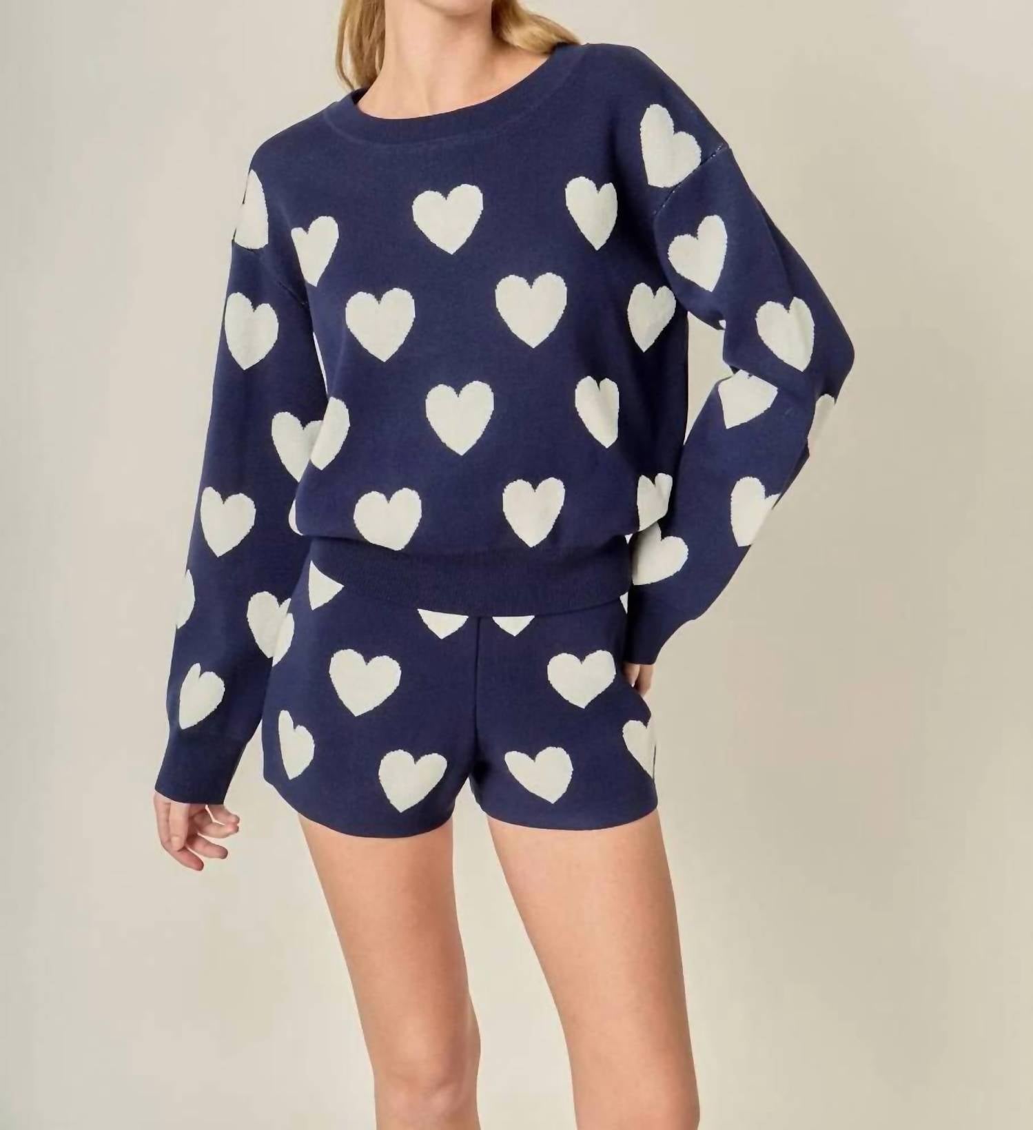 English Factory - Heart Patterned Knit Shorts