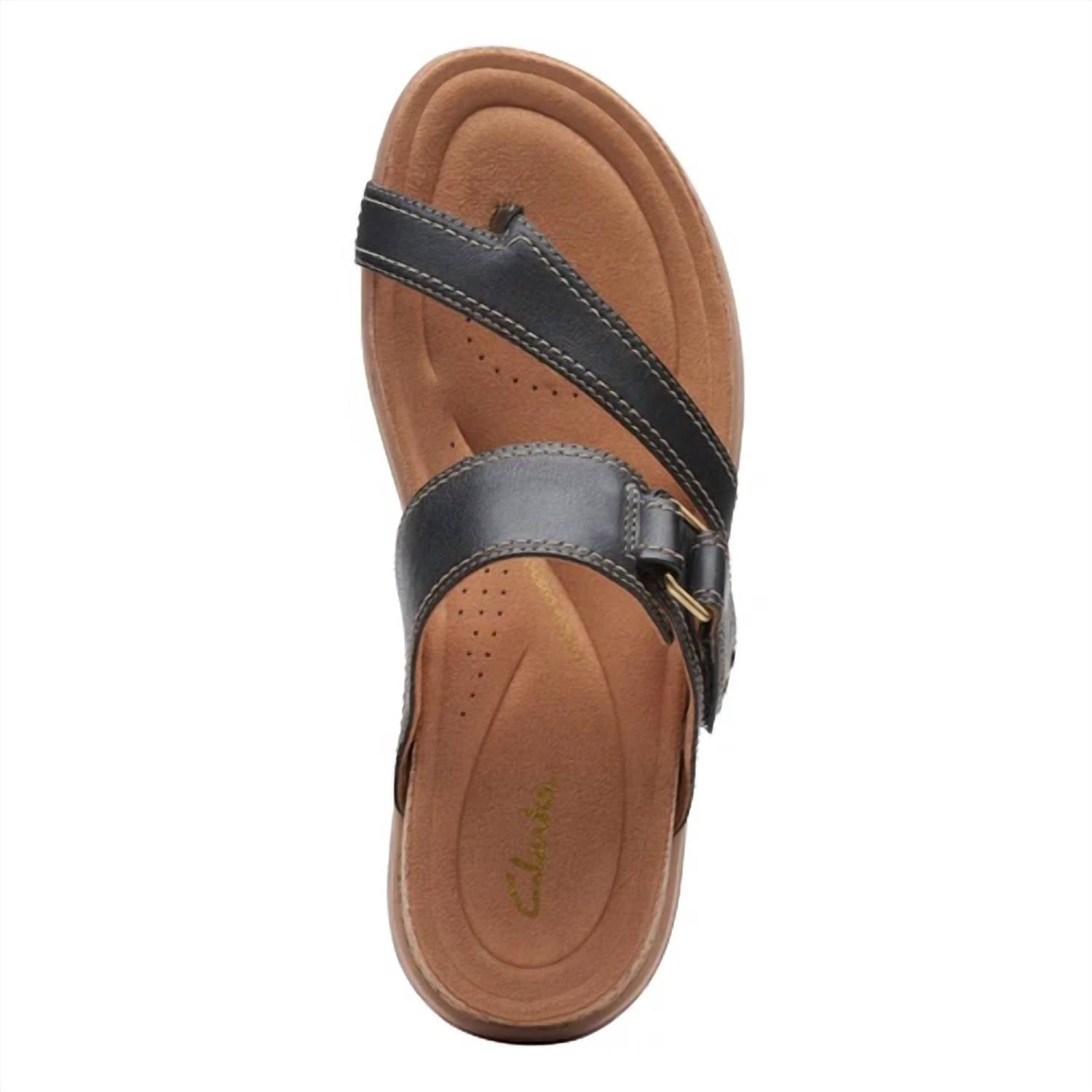 Clarks Women's Yacht Beach Sandal in black leather - women's sandal - view 7