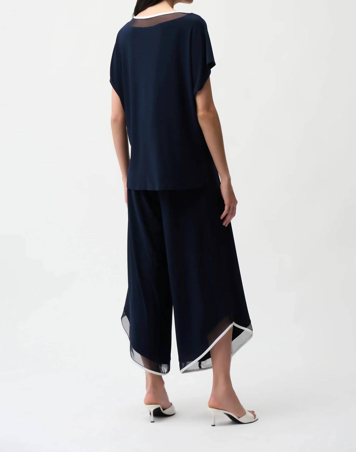 Joseph Ribkoff - Mesh Insert Wide Leg Jumpsuit