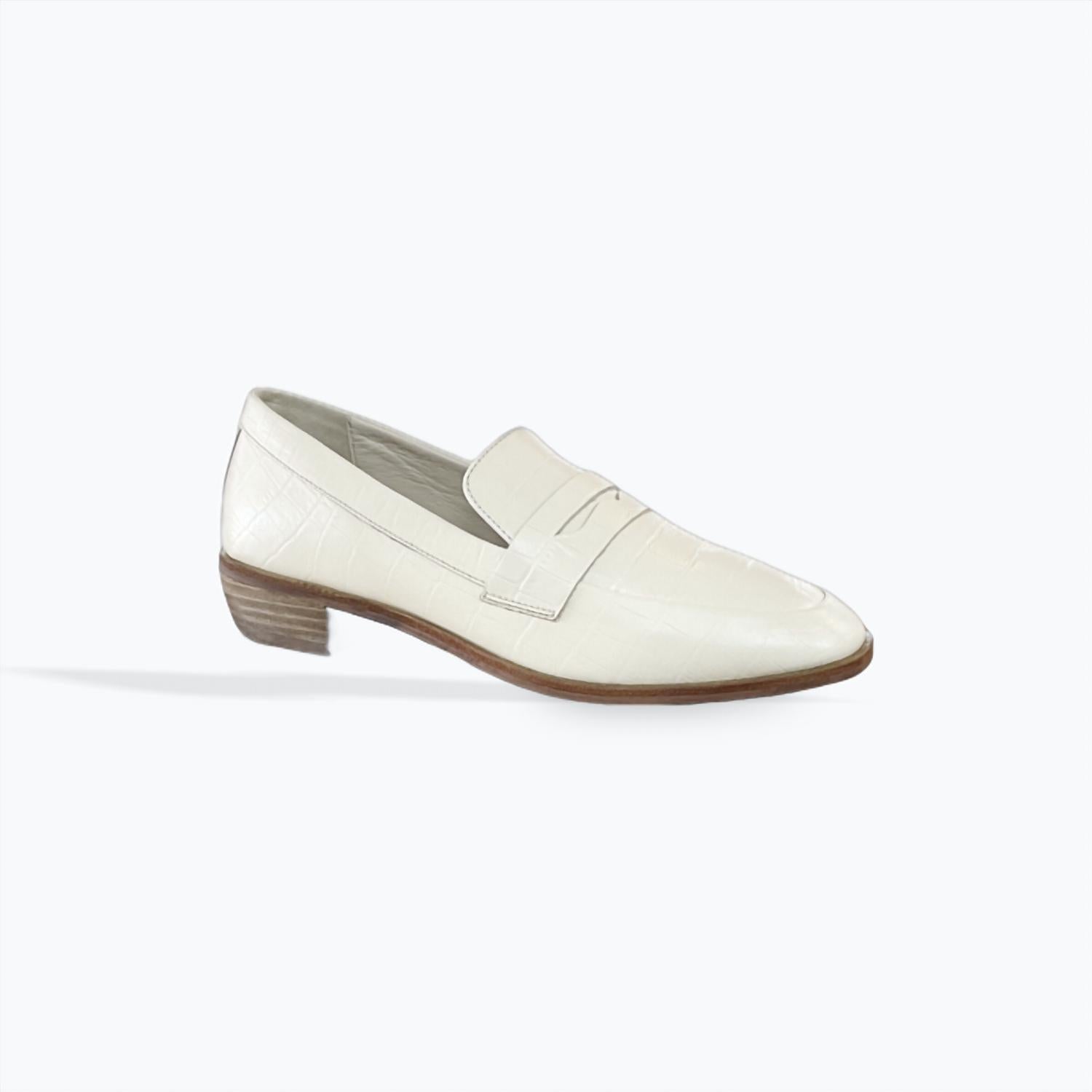 42 Gold - Yasmeen Croc Embossed Loafer