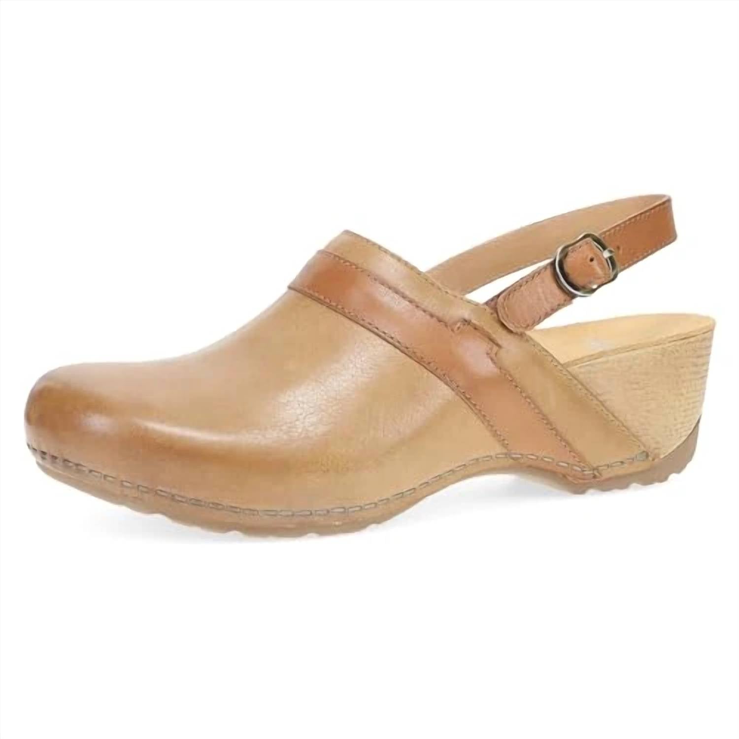 dansko Women's Tammy Milled Burnished Mule in tan - women's shoe