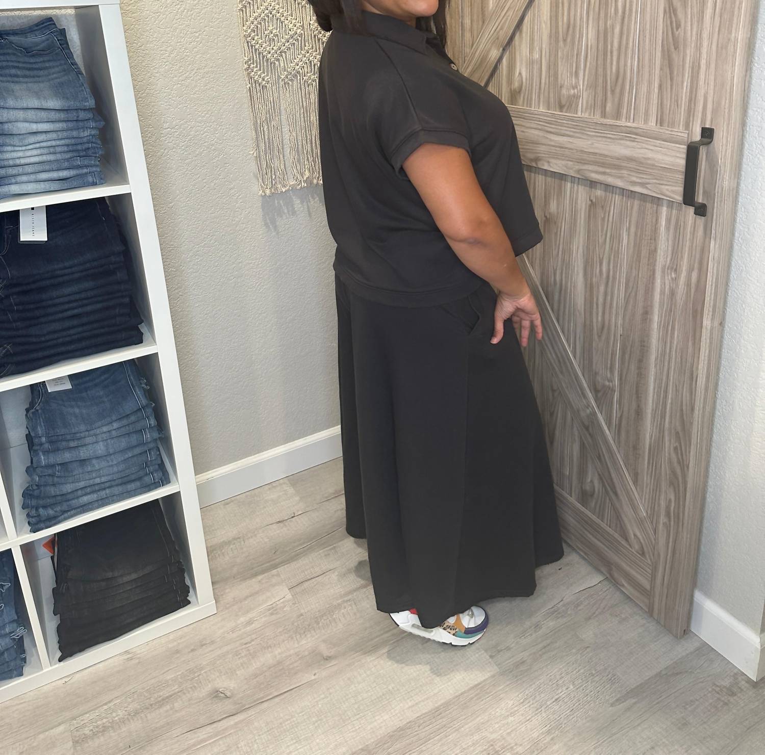 Ces Femme - Distressed Top And Wide Leg Pants Matching Set