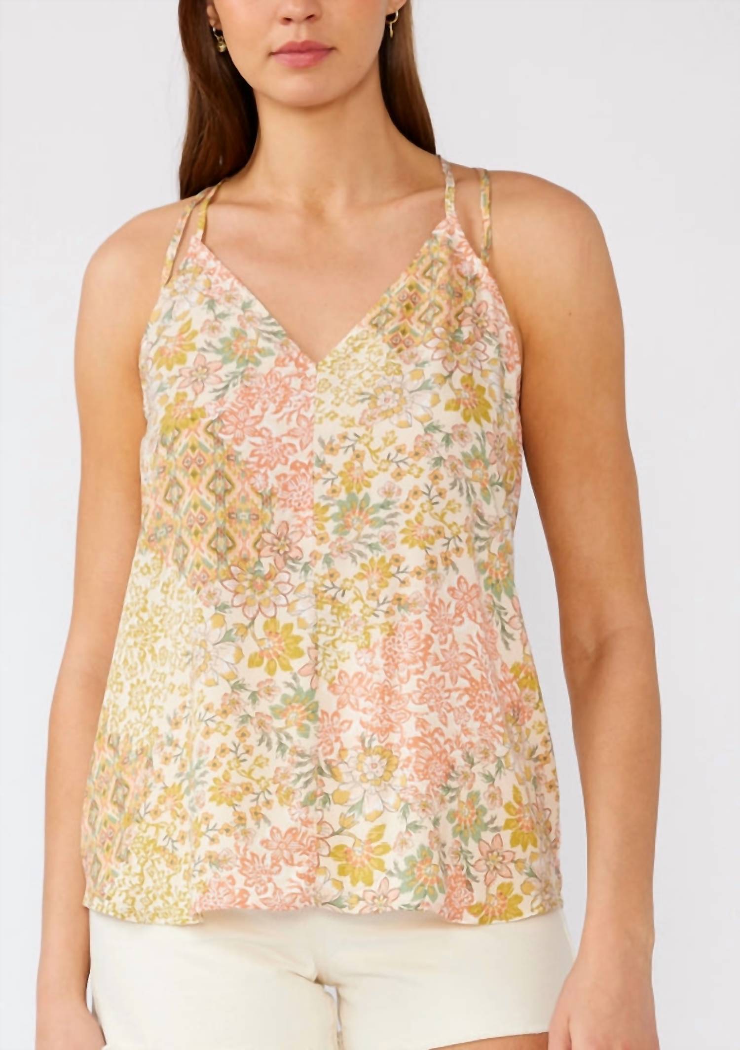 Lovestitch - Women's Bohemian Floral V Neck Racerback Tank Top