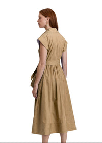 Hinson Wu Annabelle Pencil Stripe Dress in khaki - women's dress - alternate view